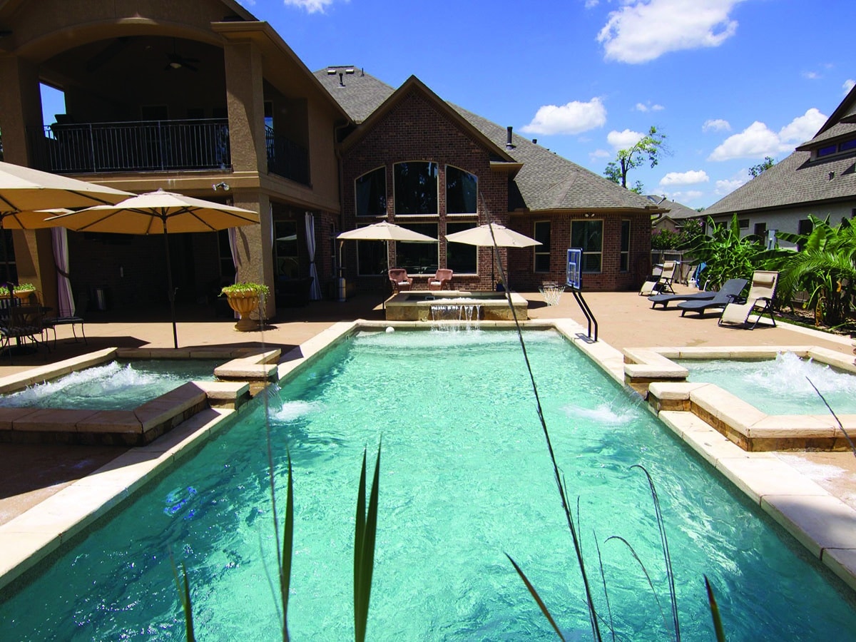 Latham Pools Barcelona fiberglass rectangle pools from AquaPools