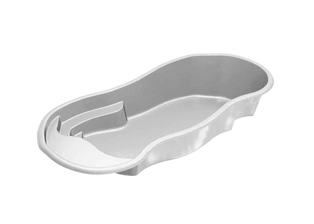 Vista Isle freeform fiberglass pool CGI render Crystite angle Latham Pool Products