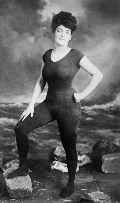 Annette Kellerman modelling swimsuit of 1907 
