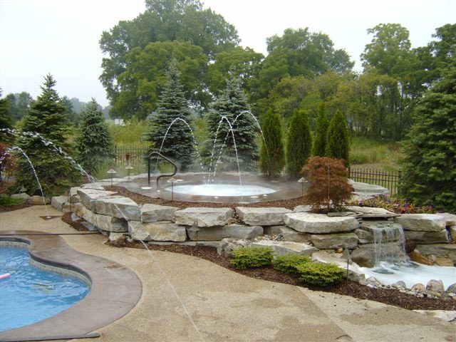 Viking Fiberglass Pool With Spa and Stream Feature