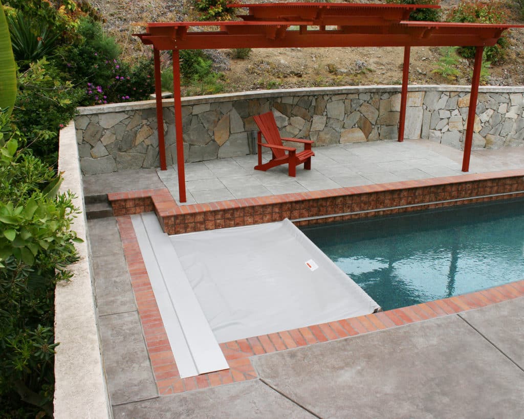 San Diego, California - Shown In Image: Brick Coping, Standard Autocover Lid, Standard Top Track Systems