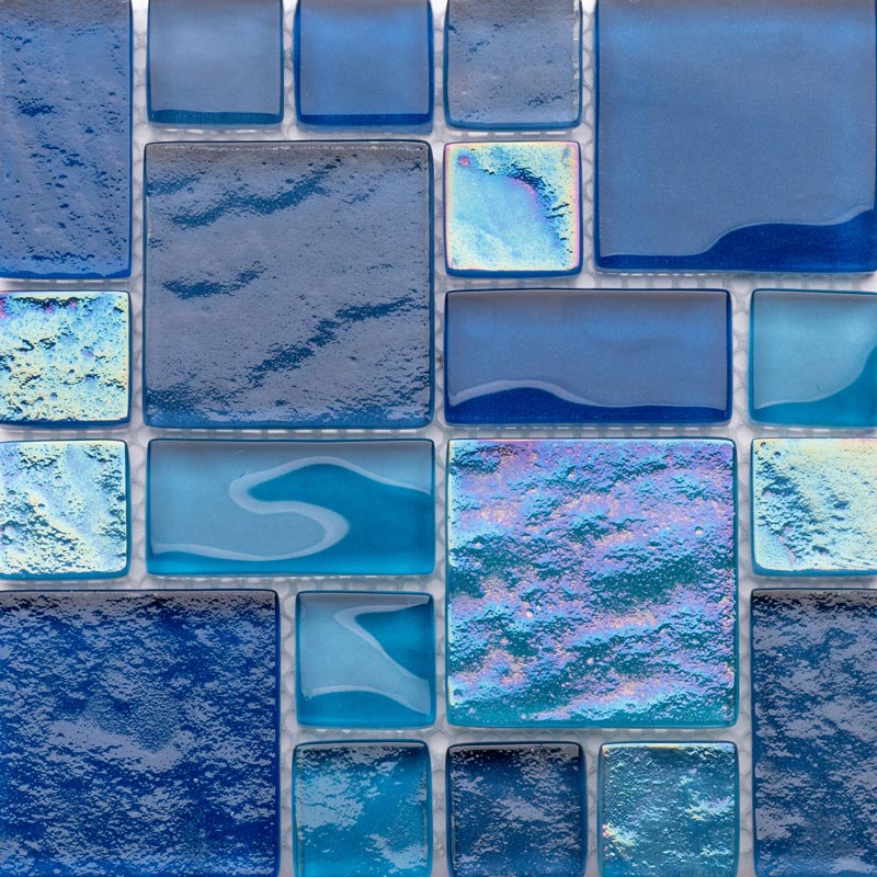 Sparkly Sea Waves Mixed Squares Glass Pool Tile  Glass pool tile, Pool  tile, Glass mosaic tiles