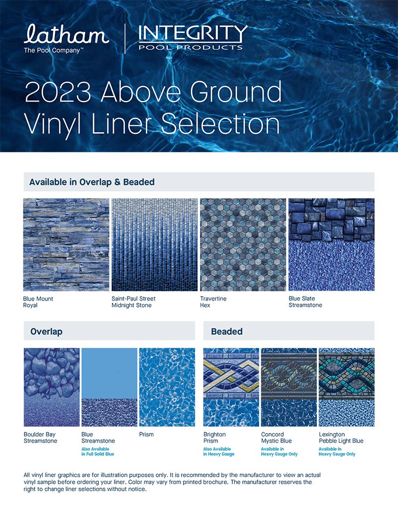 Integrity 2023 Above Ground Vinyl Liner Selection Sell Sheet