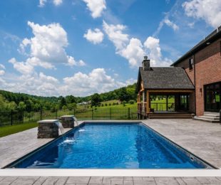 Latham Fiberglass Barcelona | Crystite Crystal Sapphire Blue inground pool