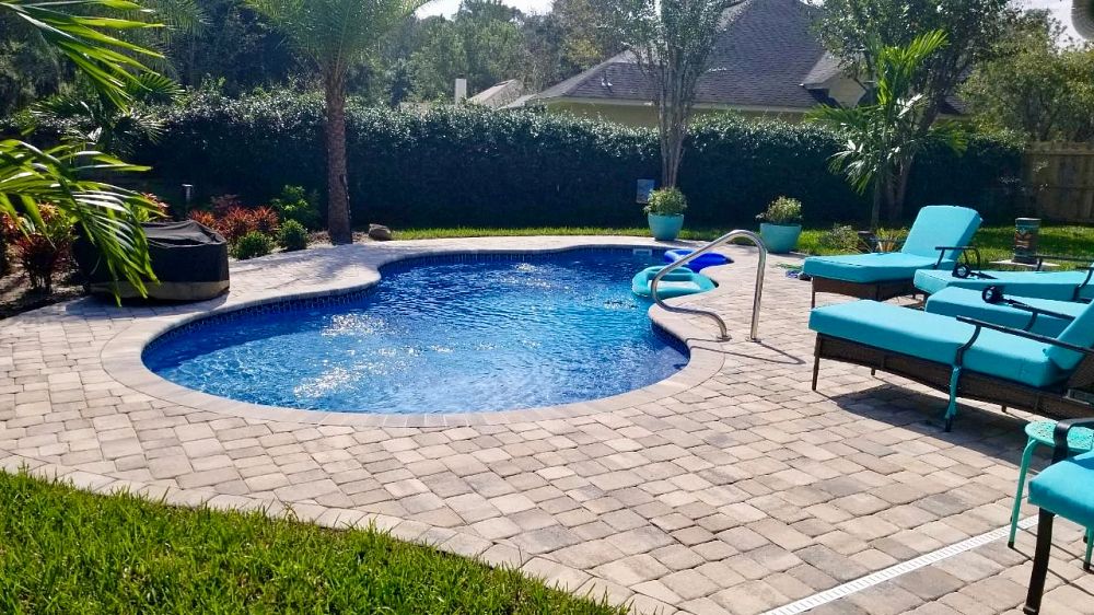 Latham Fiberglass Nebula | Crystite Classic Sapphire Blue inground pool