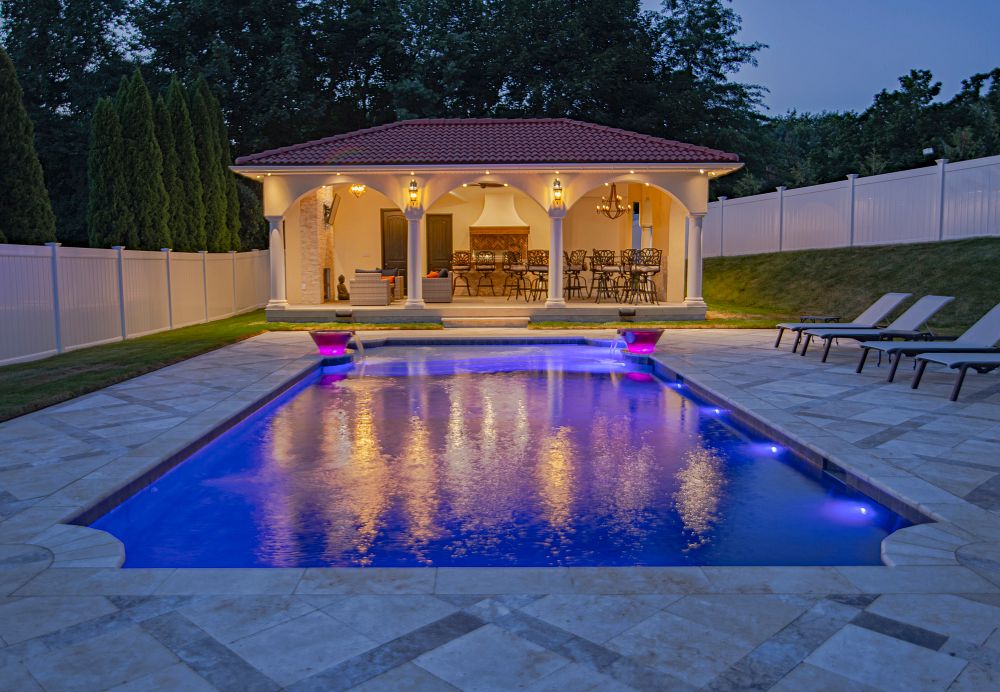 Latham Vinyl Liner Pools Gothic | BLACK GRANITE inground pool