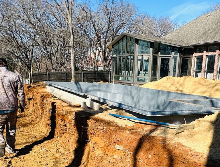 Fiberglass pool being installed | Photo courtesy of Dallas Texas Pools