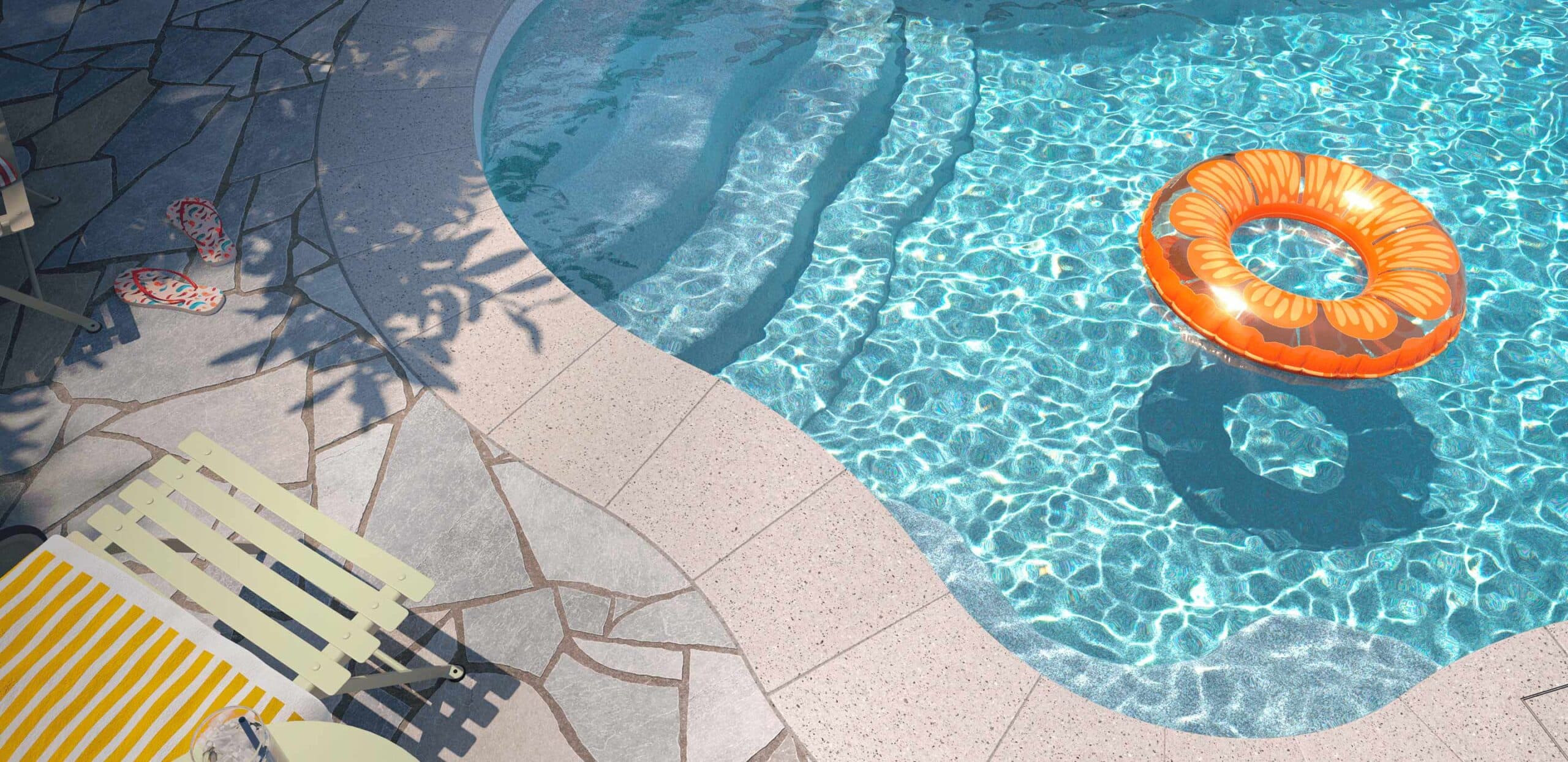 Latham Fiberglass Model Bermuda in Crystite Crystal Pearl White with Shasta Spa