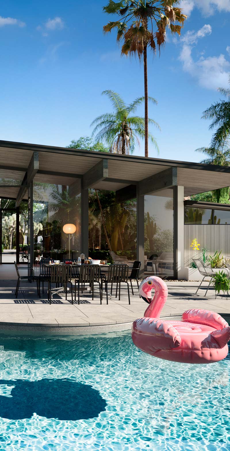 california fiberglass palmtrees flamingo float