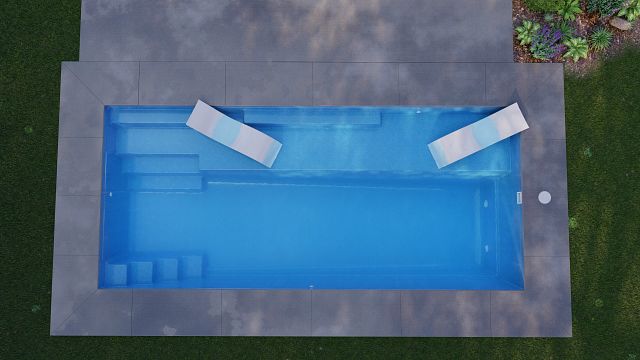 Latham Fiberglass Providence 14 | Crystite Crystal Ocean Blue inground pool