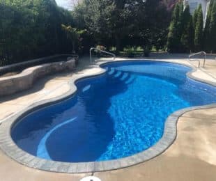Latham Fiberglass Axiom | Crystite Crystal Sapphire Blue inground pool