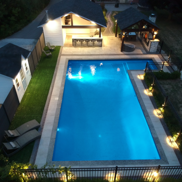 Natural Blue Vinyl Swimming Pool at Night