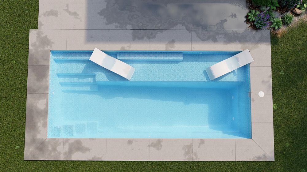 Latham Fiberglass Providence 14 | Crystite Crystal Ocean Blue inground pool