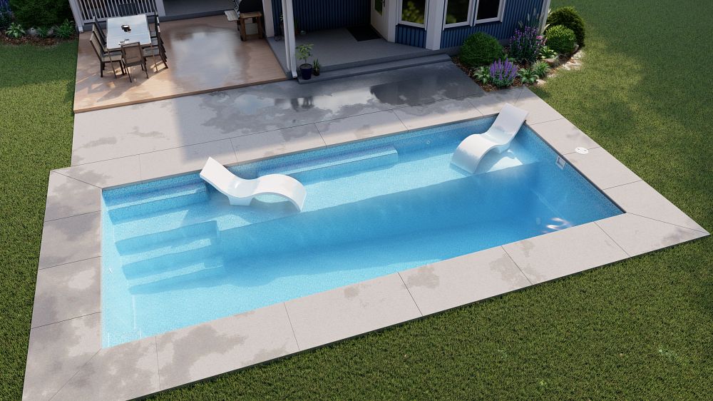 Latham Fiberglass Providence 14 | Crystite Crystal Ocean Blue inground pool